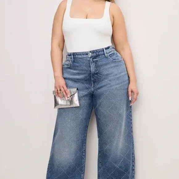 Good American Women's Good Ease Relaxed Wide-Leg Jeans | SZ 12 - Picture 3 of 7